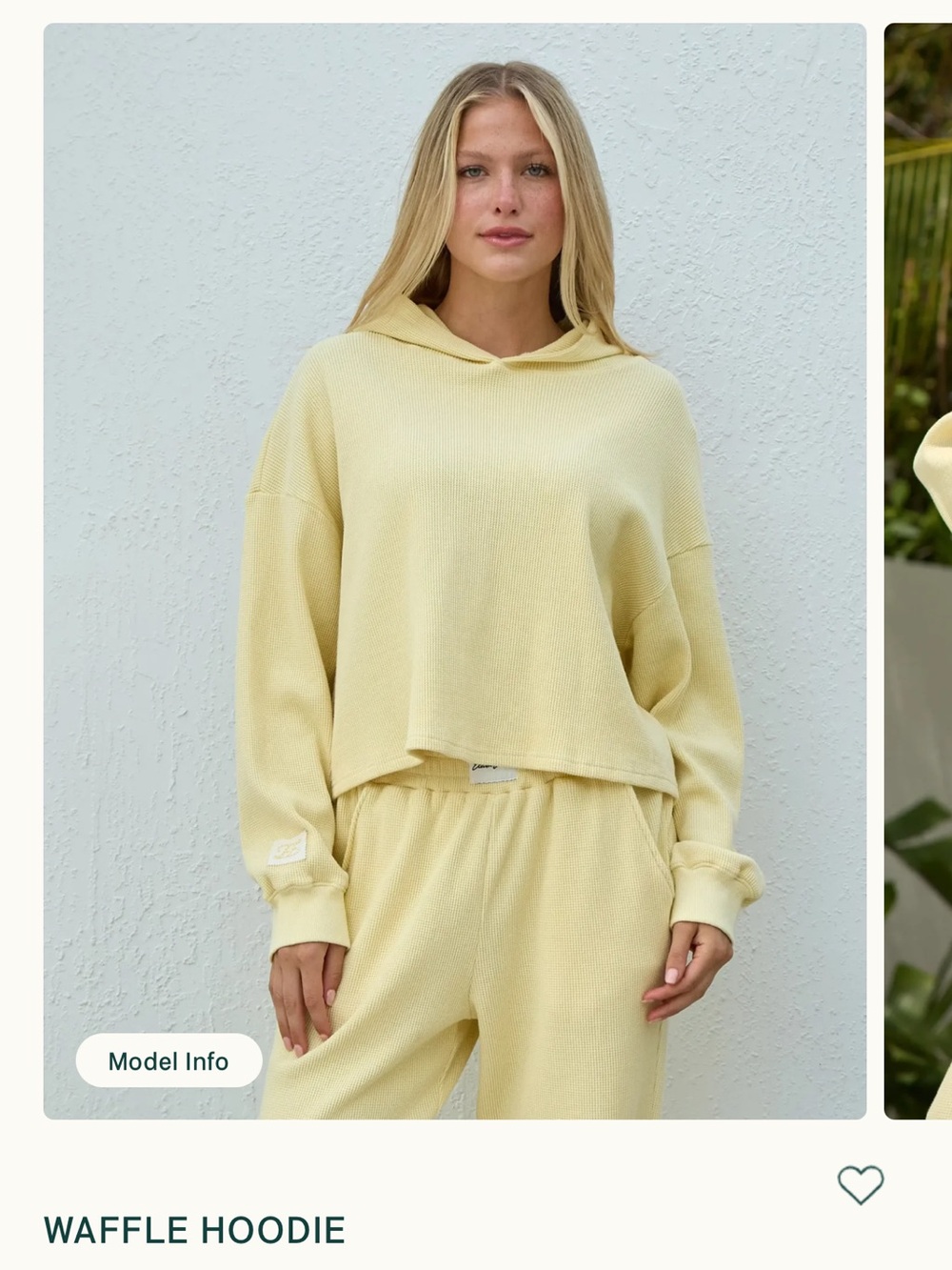 ELEVEN ELEVEN Women's Pale Yellow Waffle Hoodie Lightweight Pullover size small